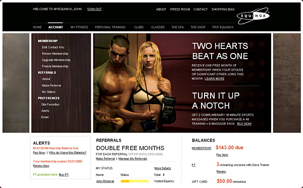 Equinox Fitness Website