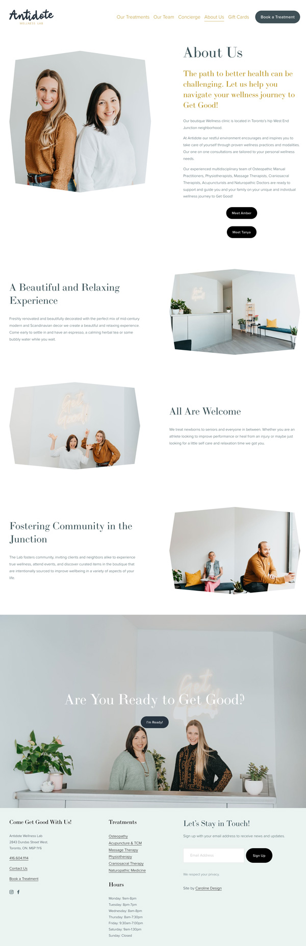 Wellness Clinic Website Design: Antidote Wellness Lab