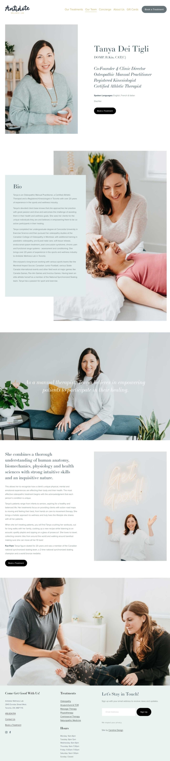 Wellness Clinic Website Design: Antidote Wellness Lab