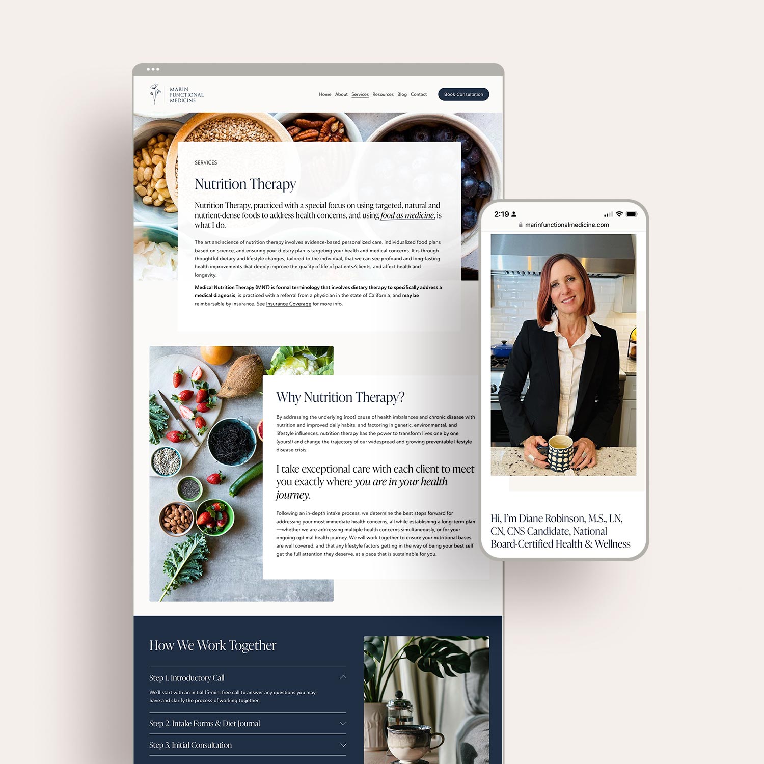 Nutritionist & Functional Medicine Practitioner Website Design: Marin Functional Medicine